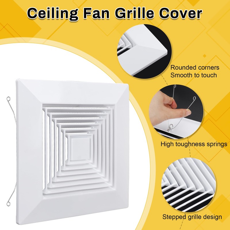 Powrocket Bathroom Exhaust Fan Cover with Spring, 12" x 12"