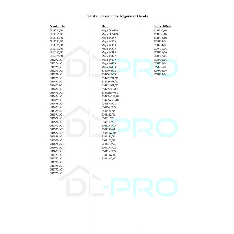 DL-pro Door Seal for Constructa 489162 00489162 All-Round 8 Hook