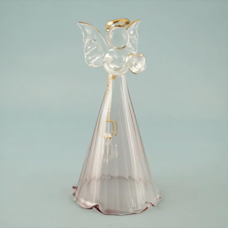 forkart cute handmade glasswork angel bell pink