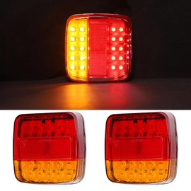 PHILTOP 2 Pcs Trailer Light 20LED Marker Lights Amber and Red Clearance Lights Stop Brake Turn Tail Lights For Rv Boat Truck