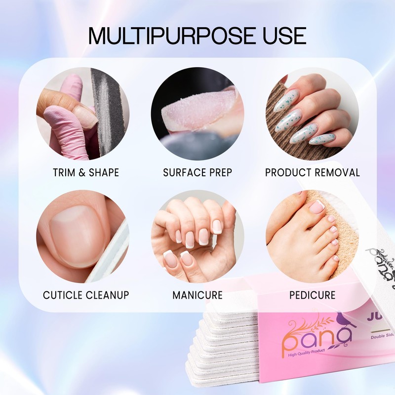 10pcs - PANA Jumbo Double-Sided Emery Nail File for Manicure,