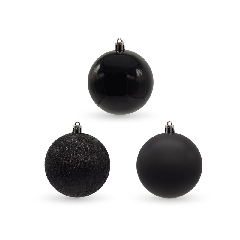Plastic Christmas Bauble Diameter 8 cm Matt High Gloss Glitter
