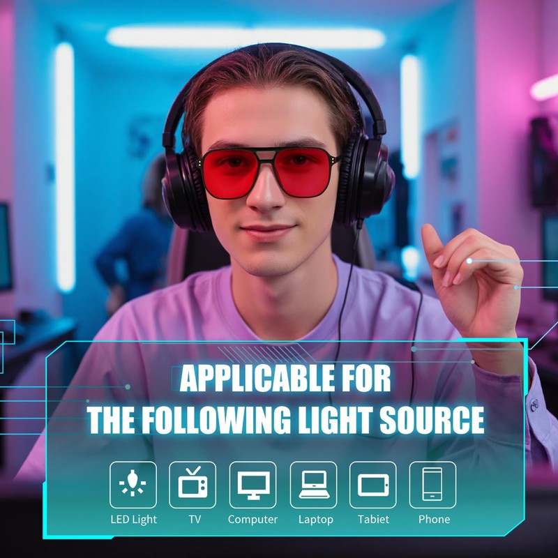 FEISEDY Retro 70s Blue Light Filter Glasses 99.99% Blue Light