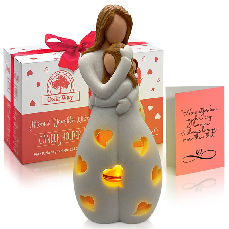 Mother's Day Gift Mother Daughter Hug Candle Holder Candle Light