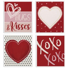 LARTSFRO Valentines Day Swedish Dishcloths for Kitchen, Red Swedish Dish Cloths for Love, Papaya Reusable Paper Towels, 4 Pack Dish Towels for Kitchen, Reusable Paper Towels Washable