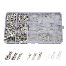 Samcos Flat Terminal 270 Piece Set, Male and Female Set, Wire Connection, Crimp Terminal, Double Giboshi Terminal Set, Waterproof, Universal, Corrosion Resistant, Removable, Repair, Processing,