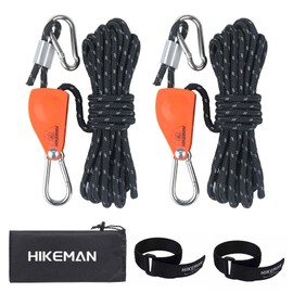 Hikeman Camping Rope with Ratchet Pulley,Quick Setup Outdoor Guy Lines Adjustable Tent Tie Downs Rope Hanger for Canopy,Kayak and Canoe,Grow Light (Black)