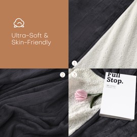 Electric Heated Blanket Full Size 72"x84" - Flannel & Sherpa Fabric Dual-Sided, 6 Heat Settings & 1-10 Hours Auto Off, Soft & Cozy Warming Throw for Home, Office, or Bed, Machine Washable, Iron Gray