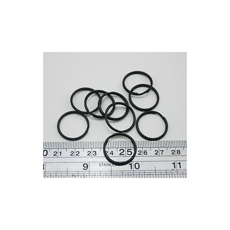 Amanaote Metal Black 0.8" Key Ring Chain Split Ring Pack