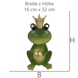 SHACAMO Frog Prince Figurine, Approx. 32 cm in 2 Variants (Marbled Green)