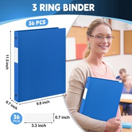 Henoyso 36 Pcs 0.5 Inch 3 Ring Plastic Binder Flexible 3 Ring Binders Hold up to 8.5" 11" Paper Loose Leaf Hardcover Binder for School Office Home Back to School Supply (Blue)