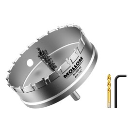 Mollom (4-1/4"|108mm) Heavy Duty Carbide Hole Saw with 2 Pilot Drill Bits, Hole Cutter cuts Stainless Steel, mild Steel, Iron, Copper, Brass, Plastic