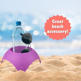 Needzo Beach Vacation Drink Cup Holders, Pink and Purple Sand Coasters, Must Have Travel Accessories, Pack of 4