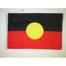 Drapeau Aborigènes d'Australie avec Cordelettes, 45cm x 30cm