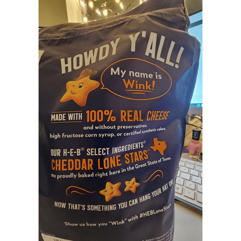 HEB Lone Stars Baked Cheddar Puffed Cracker Snack, 11 oz