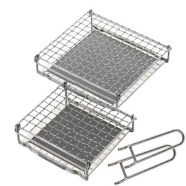 CAMPING MOON US-1312-1615 Mini Roaster Mesh Burner Pad, Twill Weave, High Mesh, Trivet Net, S/M, Set of 2
