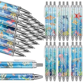 Chuangdi 24 Pcs Under Sea Ballpoint Pens Ocean Themed Party Favors Gifts Retractable Fish Shark Pens Black 1.0 mm Plastic Sea Animal Gel Ink Replaceable Pen Medium for Party Souvenirs(Ocean Style)
