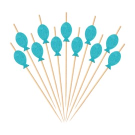 ENLACE Fish Cocktail Skewers, Pack of 100 Fish Skewers, Finger Food Children, Cocktail Sticks, Wooden Skewers, Christening Cocktail Decoration, 12 cm, Blue Cheese Skewers, Fruit Skewers, Cocktail