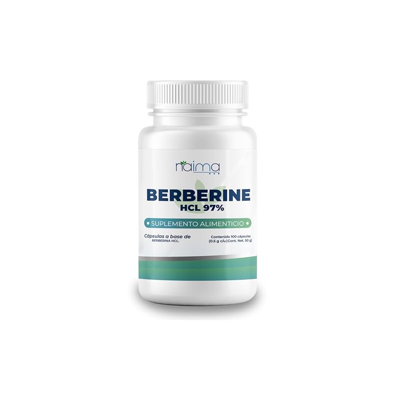NAIMA Berberine HCL 97%, 100 Cápsulas | Suplemento Alimenticio 100%