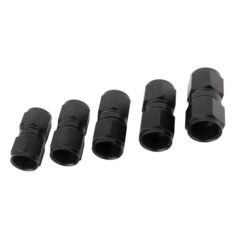 5PCS 10AN Fitting Adapter Black Female Straight Swivel Aluminum Alloy