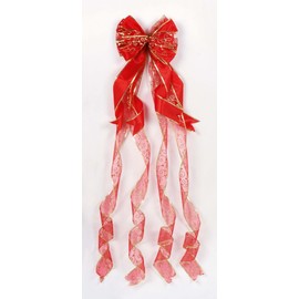 Premier Red/Gold Tree Top Bow 4ft