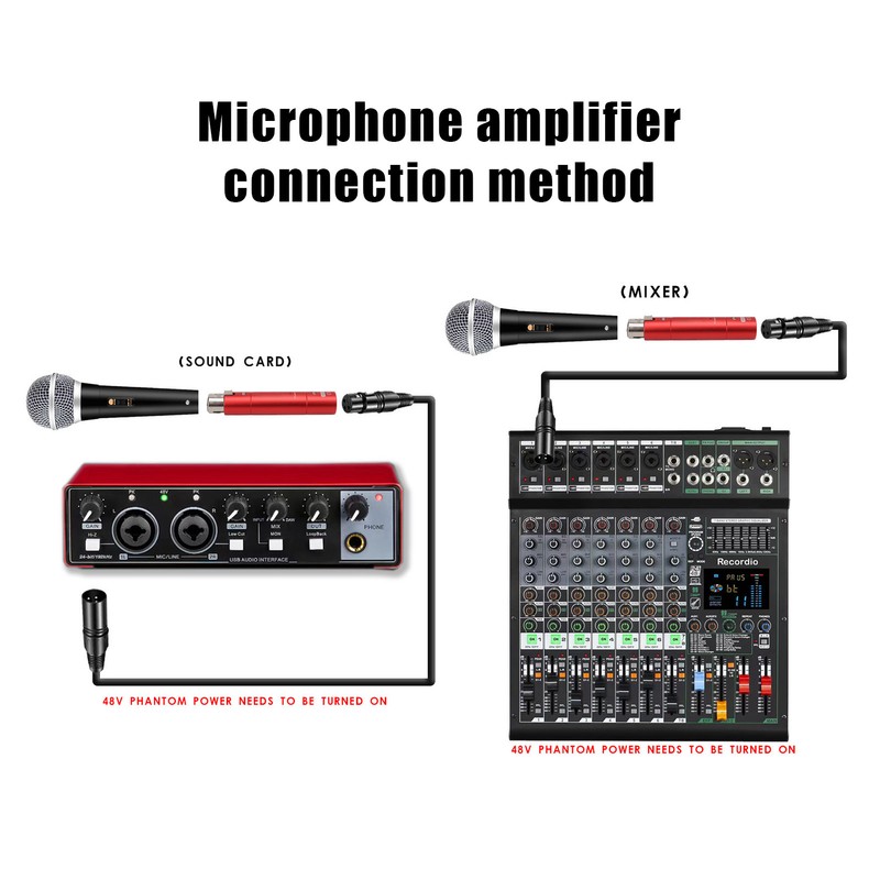 Inline Microphone Preamp Lossless Amplification Dynamic Active Inline Mic Booster
