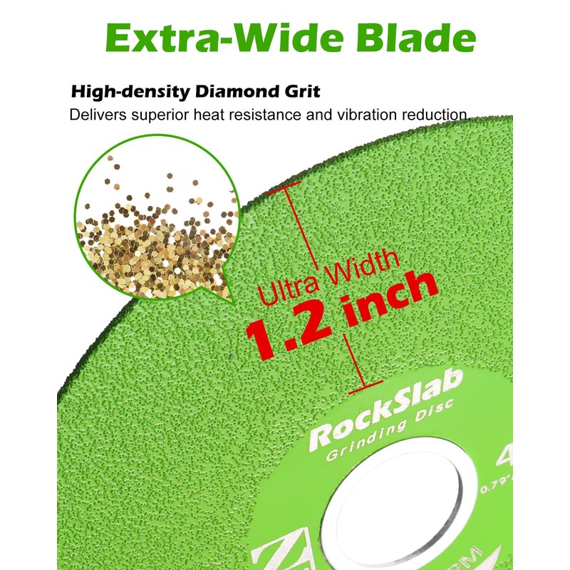 ZORUNNA 4 Inch Rock Slab Grinding Disc, 1.2'' Diamond Ultra
