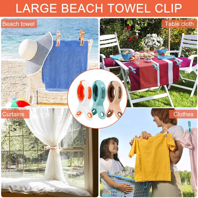 Beach Towel Clips 3 Colors Plastic Towel Holder 12 Pack
