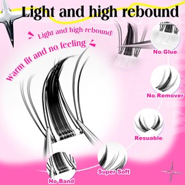 wiwoseo Self Adhesive Lash Clusters Spiky Self Adhesive Lashes Manga Lash Clusters Fairy Lashes Clusters No Glue Lashes Pre Glued Eyelash Clusters Press on Lashes Waterproof Eyelash Extensions