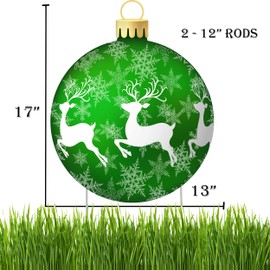 Christmas Classic Yard Sign Home Decor Lawn Decoration With Stakes Green Ornament Reindeer