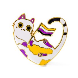 Nonbinary Color Pride Cute Cat Enamel Pin They Them Pronoun Pins Brooch Badge Jewelry (1)