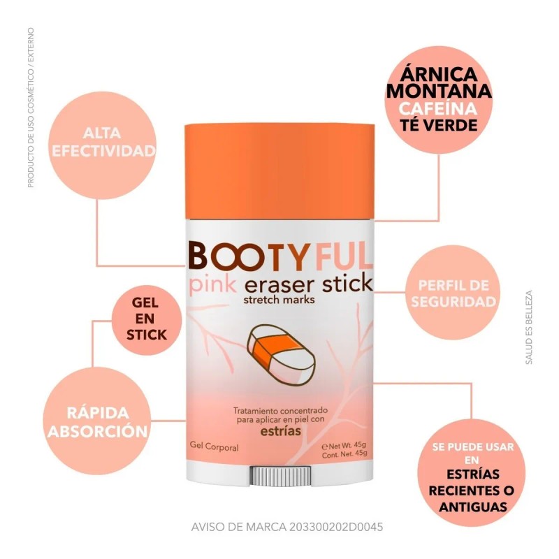 Bootyful Stick Tipo Goma En Gel,difumina Estrias Durazno