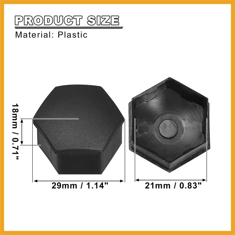 Partuto 20pcs 21mm Wheel Lock Lug Bolt Nut Cover Cap
