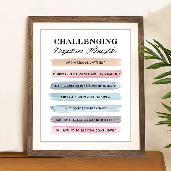 Challenging Negative Thoughts, Cognitive Behavioural Therapy, Counselor Office Decor, Therapist