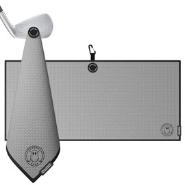 Ghost Golf Magnetic Towel (Caddie) - Premium Ultra-Absorbent Microfiber Golf Towel with Magnet for Golf Carts or Clubs - 18" x 40" Golfing Gear - Waffle Weave Pattern (Grey)