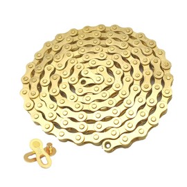 QitinDasen 10 Speed Bicycle Chain, 1/2 X 11/128 Inch 116 Links ​​Bike Chain, with 10 Speed Bicycle Chain Connector (Gold)