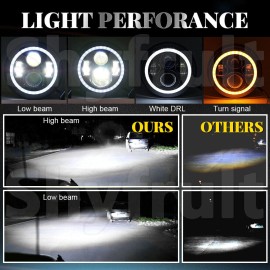 Shyfrult Chrome 7inch LED Headlight For Kawasaki Vulcan VN 500 750 800 900 1500 1600 1700