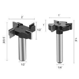 Yueqing Zhongji CNC Spoilboard Surfacing Router Bits 1/4 inch Shank 1inch Cutting Diameter plus 1/2 inch Shank 2inch Cutting Diameter Slab Flattening Router Bit Planer Perfectly forSurfacing