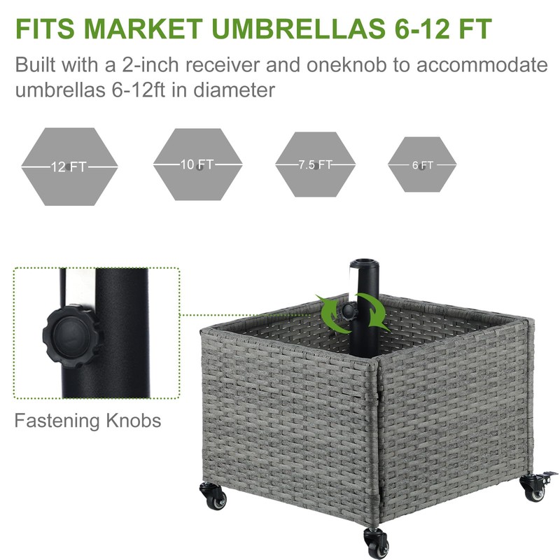 LEWIS&WAYNE Outdoor Umbrella Base with Fillable Planter Box Heavy Duty