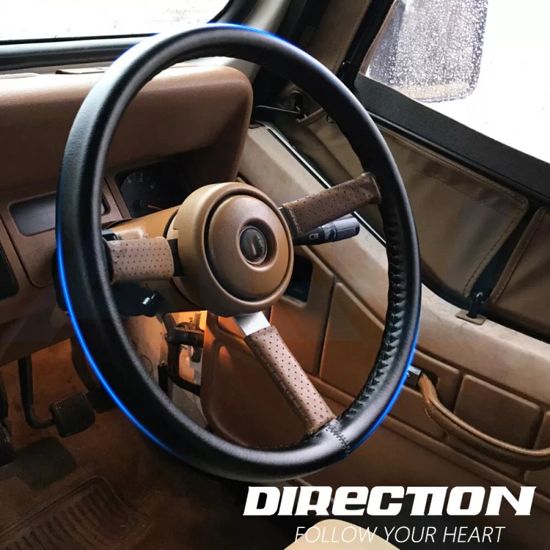 AQJ 15" Steering Wheel Cover Genuine Leather for Ford Fusion