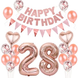 Balloons 28th Birthday Women Decoration Rose Gold, Birthday Decoration 28 Years Women, Balloons 28th Birthday Decoration, Decoration 28th Birthday Women Decoration Rose Gold, Birthday Banner 28th