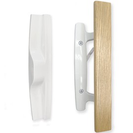 ALLYWASAI Patio Sliding Door Handle Set, Perfect Replacement Mortise Style Wood Handle Set Fits Door Thickness from 1-1/2" to 1-3/4", 3-15/16" Screw Hole Spacing, Non-Keyed, White