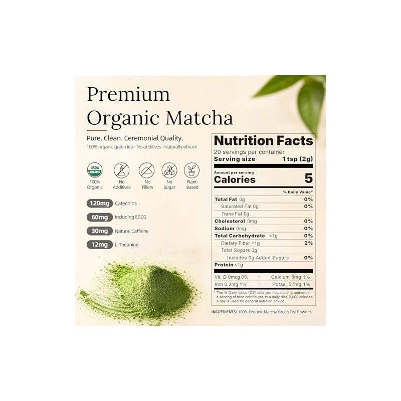 35°N MATCHA Organic Ceremonial Green Tea Powder 1.4 oz