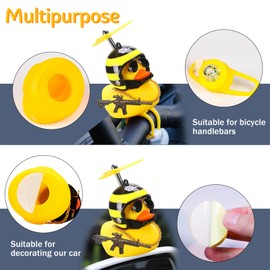 wonuu Rubber Duck Car Ornaments, Squeeze Duck Dashboard Decorations Bicycle Decor for Cycling Motorcycle & Bicycle Accessories Decorations (Bee-L&G)