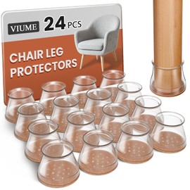 24 Pcs Chair Leg Floor Protectors for Hardwood Floors Silicone Covers Felt Pads Furniture Leg Caps Anti-Scratch Reduce Noise Fit (1-5/16" to 2")