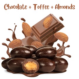 Chocolate Covered Toffee Coated Almonds by It's Delish, 10 Lbs Bulk Bag | Dark Chocolate Candy Nuts | Chocolates Sweet & Crunchy Almond Nut Snack | Vegan, Kosher