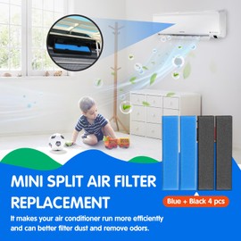 4 PCS Replacement Mini Split Air Filter Compatible with Mitsubishi Electric MAC-2300FT-E MAC-3000FT-E, 8.3 Inch, without Frames