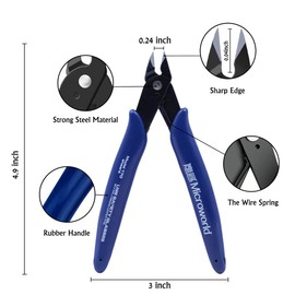 Microworld 3D Metal Model Tools, 2Pcs/Set Mini Flat Nose Plier Nipper Tool with Comfort Grip Handle, Professional for DIY 3D Metal Puzzle Model Kit Jigsaw Metal Earth Assembling