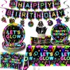 154Pcs Neon Party Supplies Set - Serves 24, Glow in