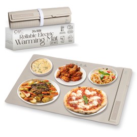 COOK WITH COLOR 350W Electric Food Warming Mat - Portable Food Warmer Tray with Adjustable Temperature, Fast 60-Second Heating, Auto Shut-Off, Rollable Silicone Pad for Parties & Everyday Use, Sand